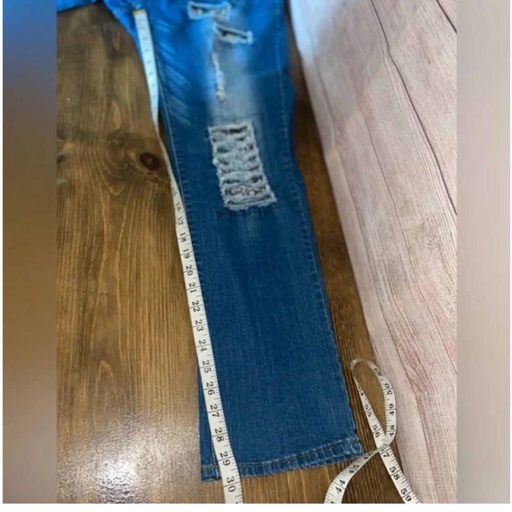 L & B Creations Silver Sequin Patch Boyfriend Skinny Jean - Size 20 denim Blue - Picture 7 of 11